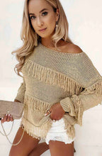 Load image into Gallery viewer, Tassel Fringe Shimmer Top - Gold
