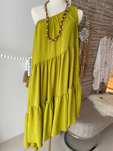 One Shoulder Citron Dress