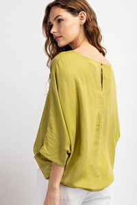 Avocado Flowy Satin Top