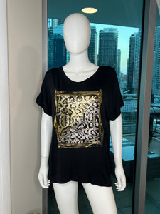 Animal Print Black Top