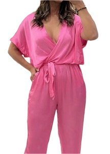 Satin Cargo Style Jumpsuit