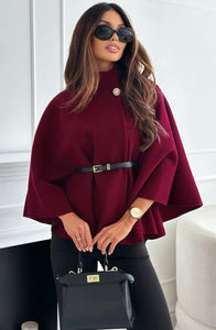 Belted Poncho Wine