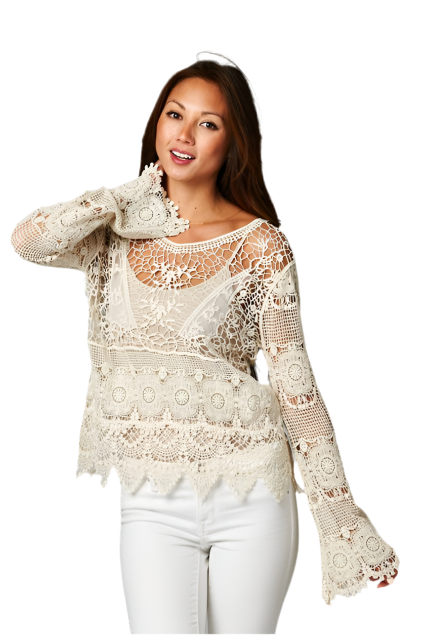 Bell Sleeve Crochet Top