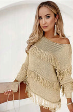 Load image into Gallery viewer, Tassel Fringe Shimmer Top - Gold
