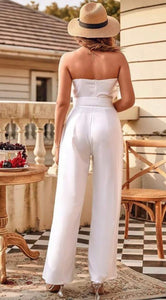 Feather Trim Solid Jumpsuit