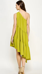 One Shoulder Citron Dress