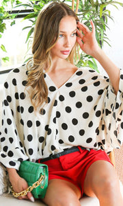 Tie Detail Dot Print Top