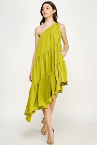 One Shoulder Citron Dress