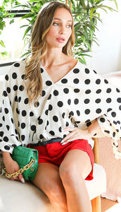 Tie Detail Dot Print Top