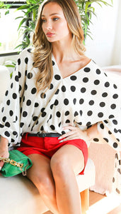 Tie Detail Dot Print Top