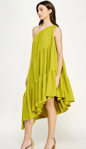 One Shoulder Citron Dress