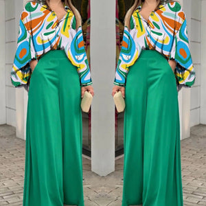 SET - Blouse & Wide Leg Pants