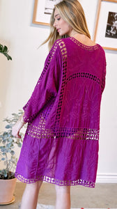 Orchid Crochet Kimono Cover-Up