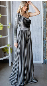 Striped Asymmetric Wide-Leg Jumpsuit