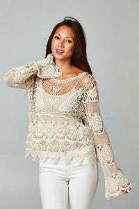 Bell Sleeve Crochet Top