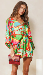 Colorful Romper with Kimono Sleeves