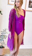 Load image into Gallery viewer, Orchid Crochet Kimono Cover-Up
