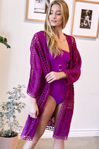 Orchid Crochet Kimono Cover-Up