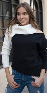 2 Tone Off Shoulder Sweater